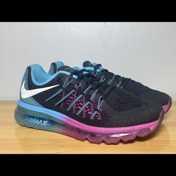 Size 8 - Nike Air Max 2015 Clearwater Blue Black Running Shoes 698903-004 - Picture 1 of 9